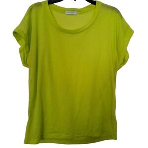 stella 324 Lime Green Short-sleeve Half Moon See-through Top Women's Size Small